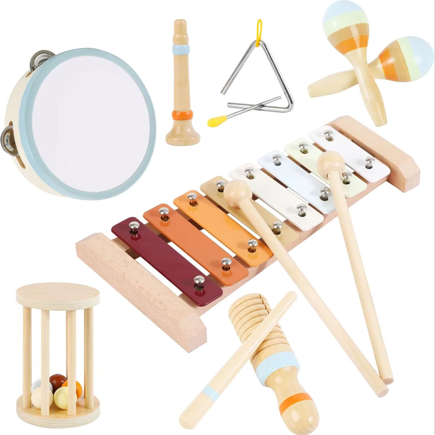 Baby-Musikinstrumente, Montessori-Holzspielzeug, Percussion-Xylophon-Set für Kleinkinder, pädagogische im Vorschulalter