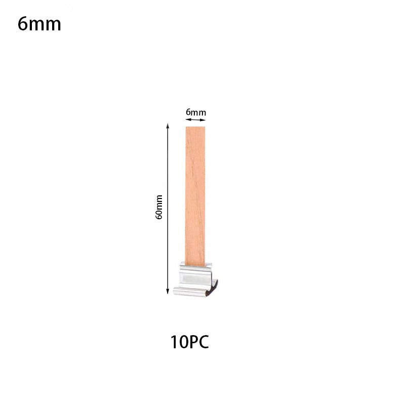 10PC Wooden Candles Wick With Sustainer Tab Candle Wick For DIY Candle Making Supplies Handmade Soy Parffin Wax Wick 6-13cm: 6x60mm-10PC