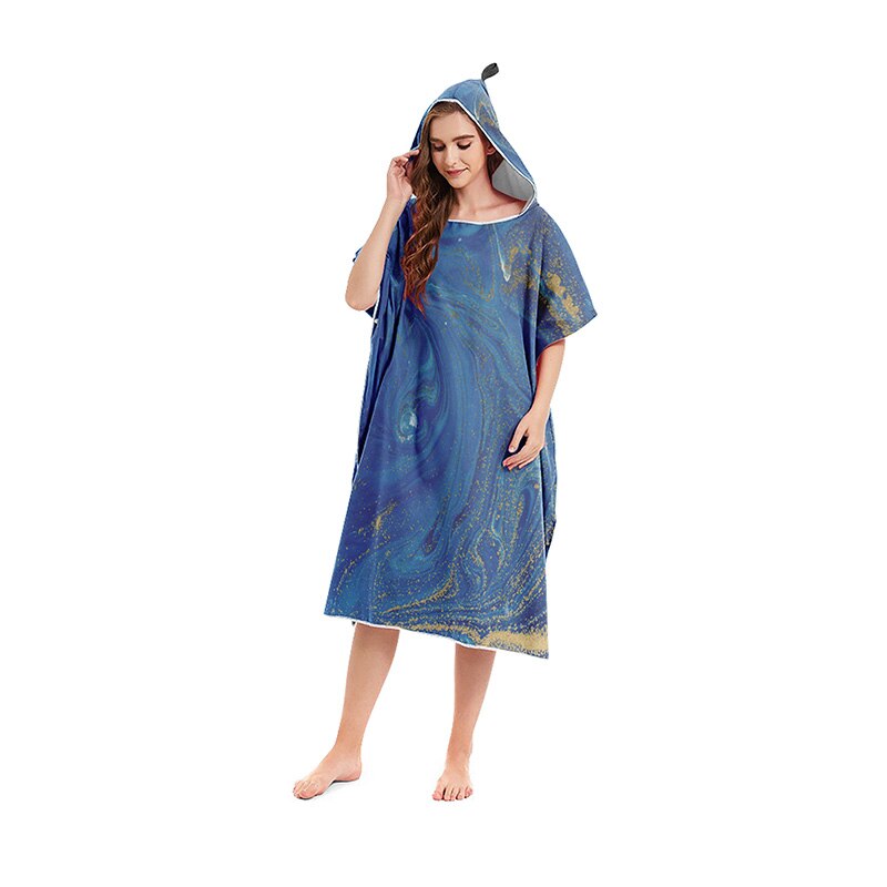 Microfiber Bath Towels Marble Pattern Changing Beach Poncho Hooded Bathrobe Cloaks for Swimming Pool Gym Fitness Bath Towels: 09E
