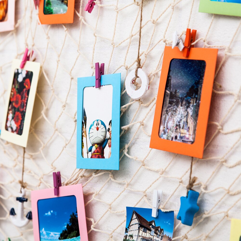 10 Pcs DIY Kraftpapier Fotolijst Opknoping Muur Foto Fotolijst Kraftpapier Met Clips En Touw Familie Geheugen decoraties