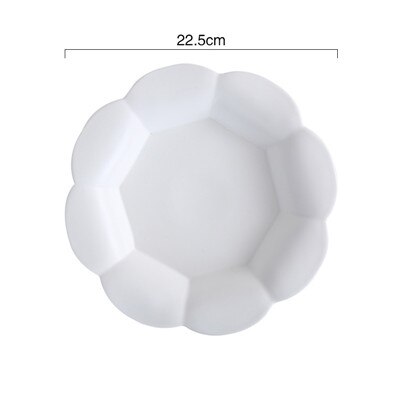 Platos de postre con forma de flor de cerámica mate, accesorios creativos para fotos, plato de fruta para pastel, plato de desayuno, vajilla de cocina, 1Pce: White