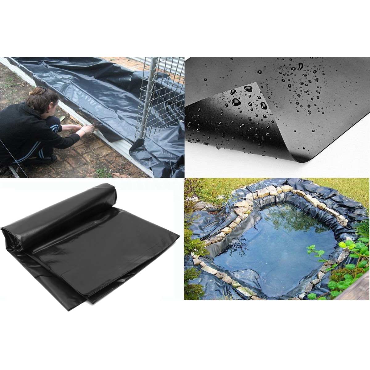 4 Size Black Fish Pond Liner Cloth Home Garden Pool Reinforced HDPE ...