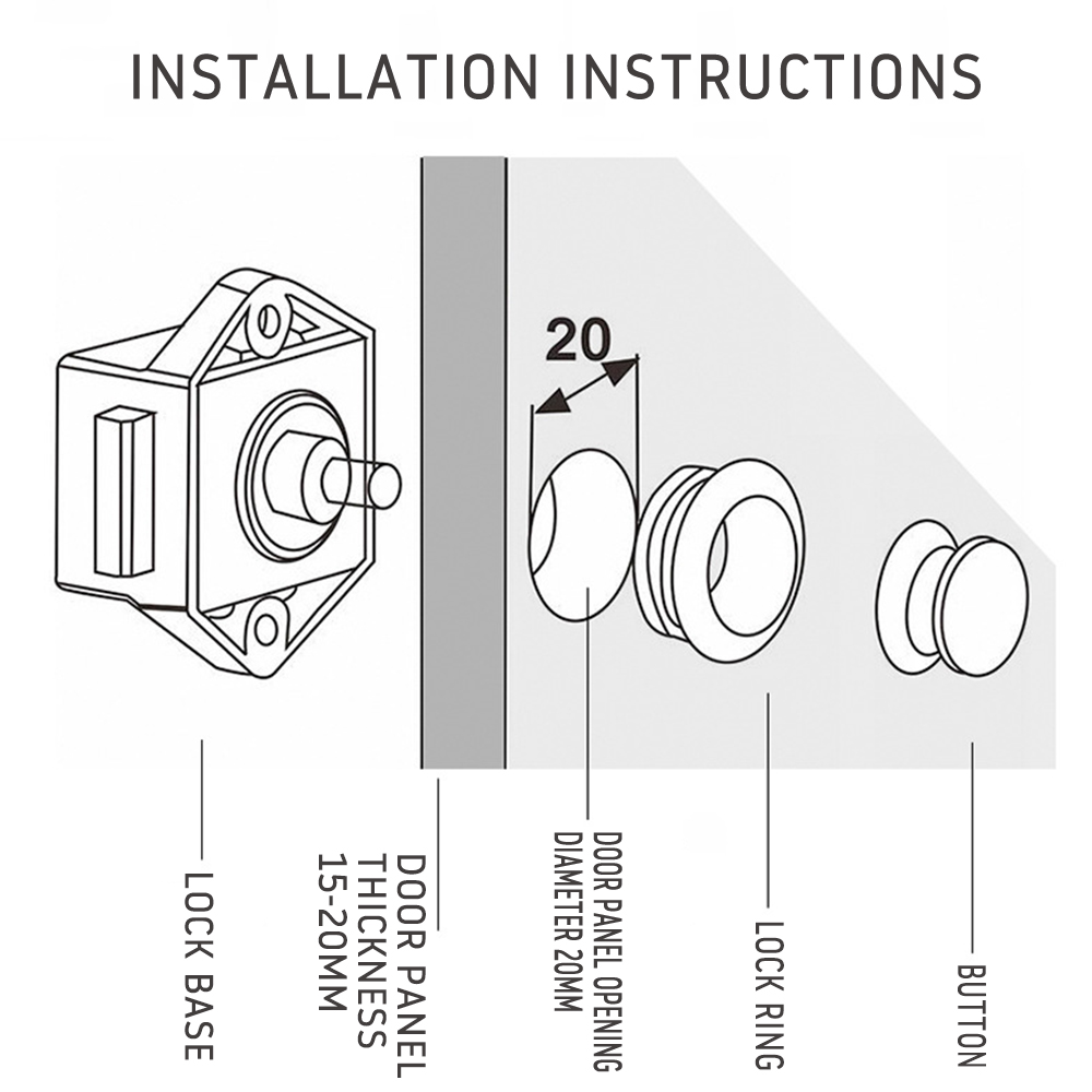 5pcs Camper Auto Push Lock Diameter 20mm RV Caravan Boot Motor Thuis Kast Lade Klink Knop sloten Voor Meubels Hardware