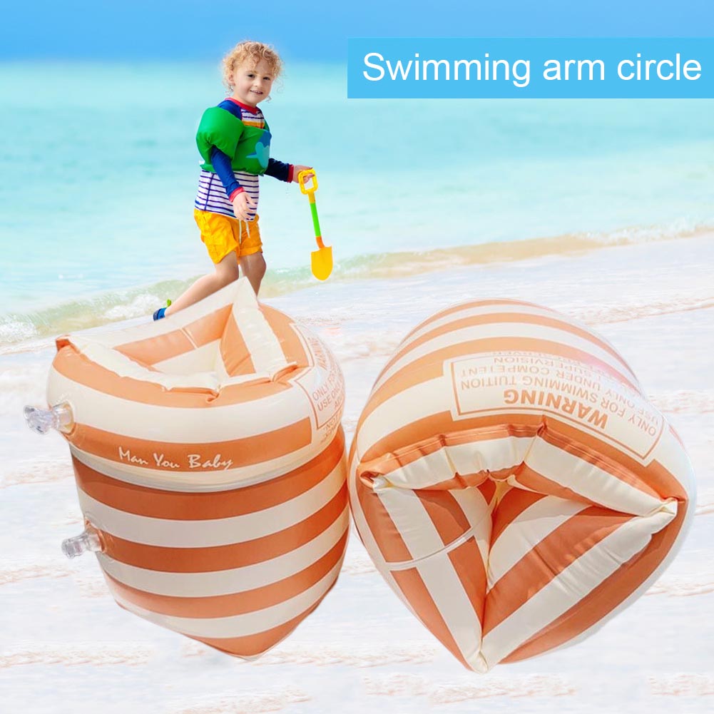 Manguitos circulares para brazo flotante, bolsa de aire doble, flotadores inflables para piscina, equipo de natación con estampado de PVC para adultos y niños, 1 par