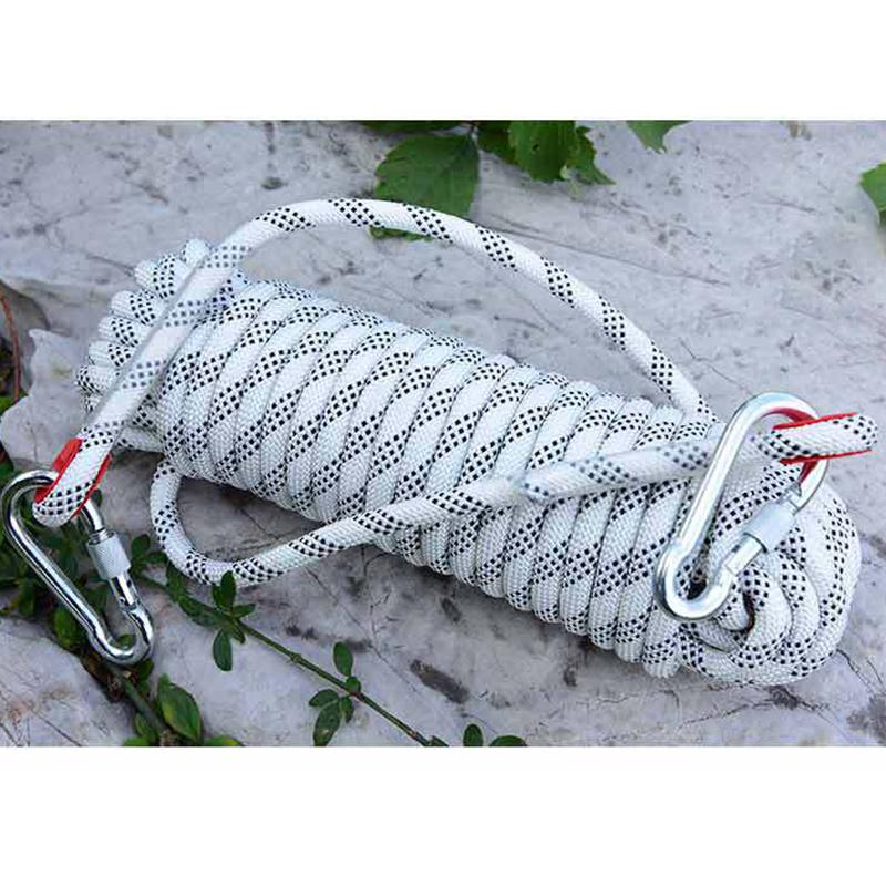 12mm 10/20/30m Climbing Rope w/ Hook High Strength Emergency Safety Fire Escape Rope Lifeline Rescue Rope Outdoor Survival Tool: White / 10m