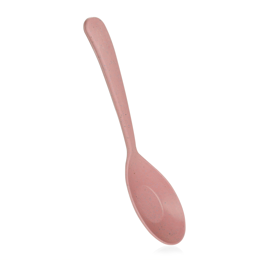1/3 st vete halm långt handtag soppa sked barn vuxen bärbar porslin miljövänligt köksbestick: Rosa / 3 st