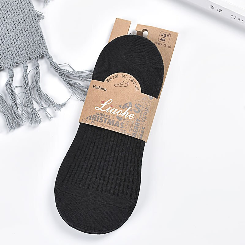 Invisible Short Woman Sweat summer comfortable cotton bamboo girl women's boat socks ankle low female invisible Cotton 1 pairs: Black