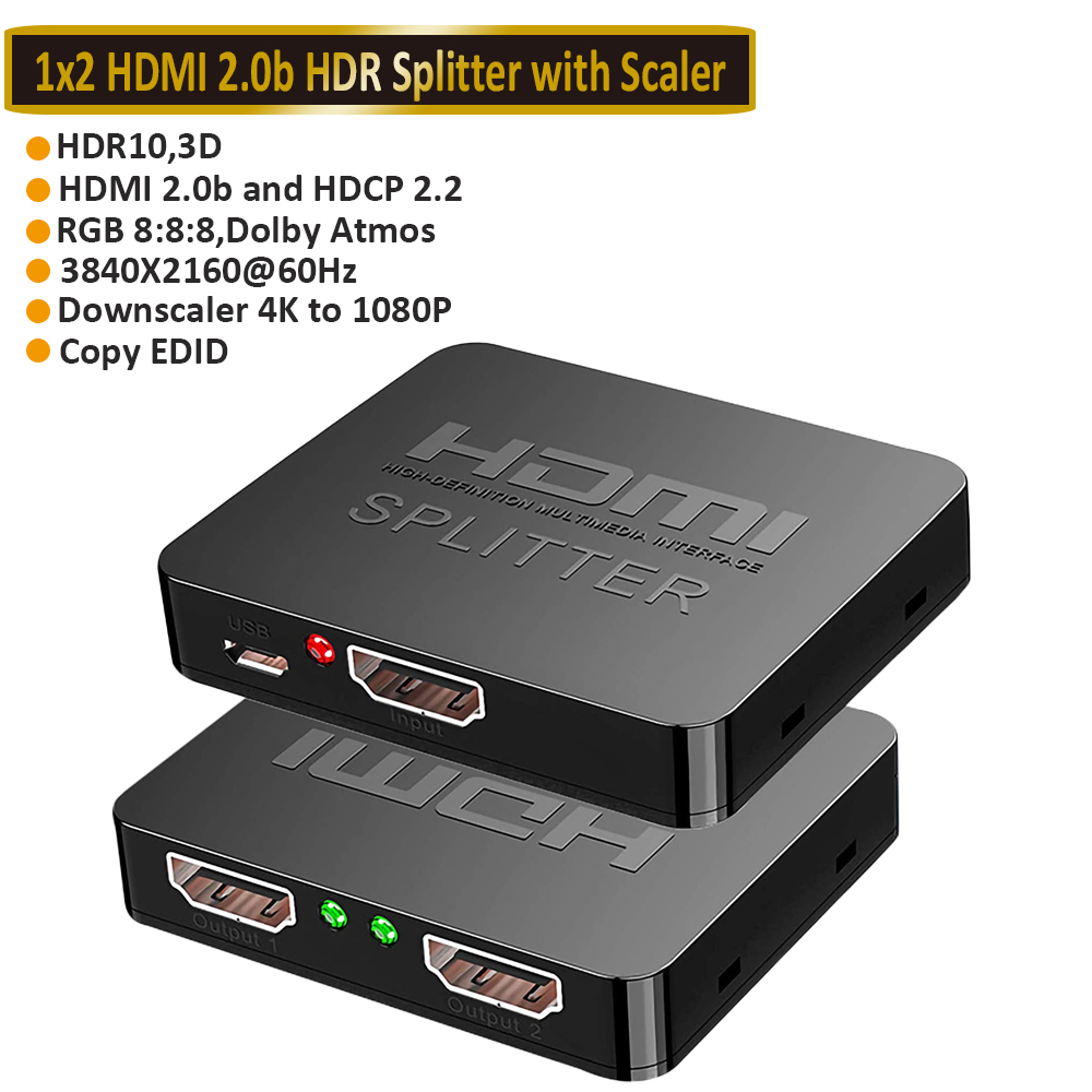 Répartiteur HDMI 2023 pour ordinateur portable, 1x2, 4K, vidéo, audio, prise en charge 3D HDR, 4K, 60Hz, 2.0: WHITE / < =0.5m