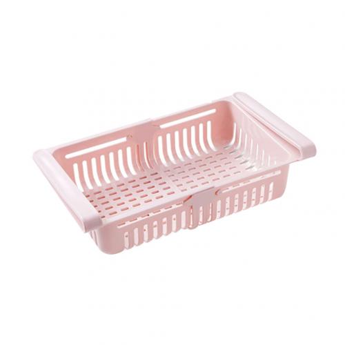 1pc praktiske plastik køleskab opbevaring under hylde skuffe kurv mad frugt snack holder organizer perfekt til køleskab: Lyserød