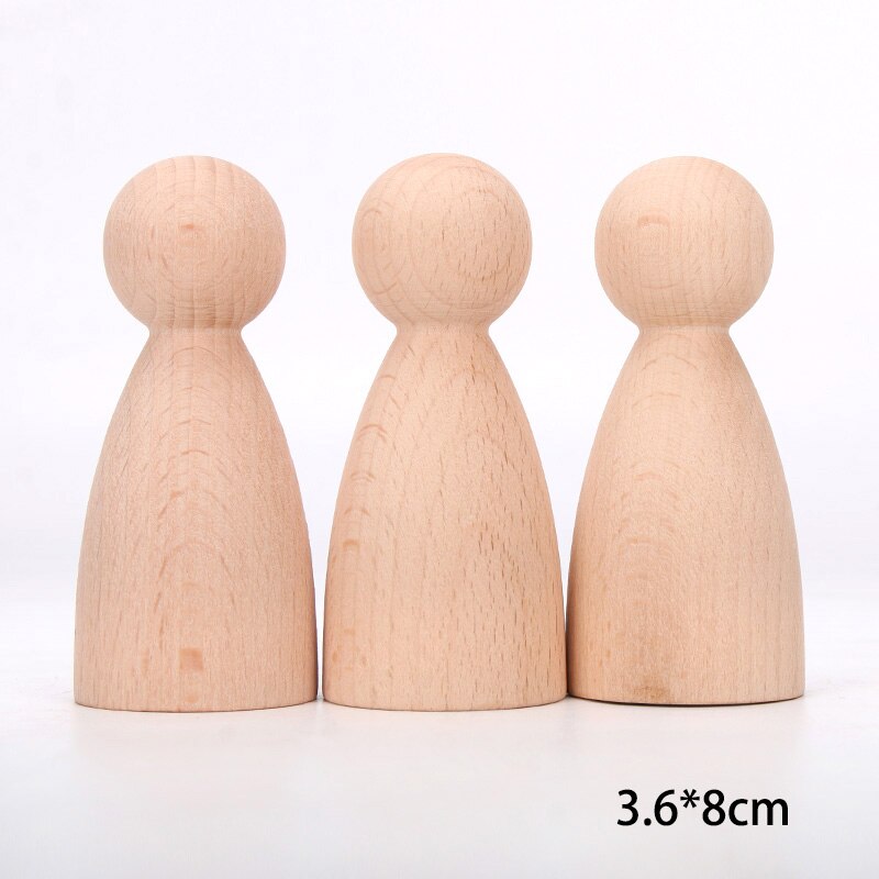 3pcs Beech Wooden Dolls Handmade Painting Loose Parts DIY Painting Wood Honeycomb Mushrooms Cones Droplets Acorns Toy: set 6