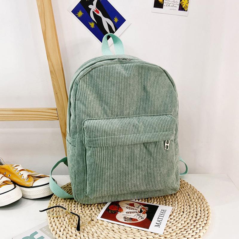 Trend Female Backpack Casual Women Backpack Small Velvet Solid Color Shoulder Bag Women Travel Mini School Bags Girl: Green