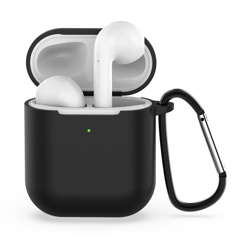 Silikonowe słuchawki etui na Airpods 2. Bezprzewodowe słuchawki pokrowiec ochronny na Apple Airpods2 Air Pods 2 etui z haczykiem: Black