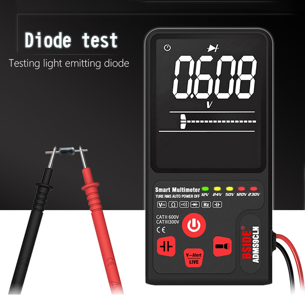 Bside adms 9 cln digital multimeter true rms test voltmeter modstand meter temperatur multimeter tester baggrundslys