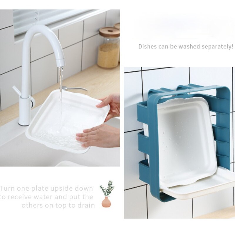 Kitchen side dish plate multi-layer superimposed vegetable plate household countertop space-saving wall-mounted rack plate sets