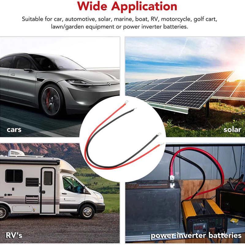 10AWG 50cm Red Black Battery Power Inverter Cables Ground Wire PVC+Copper for Cars Trucks Ships Solar Energy ATVs