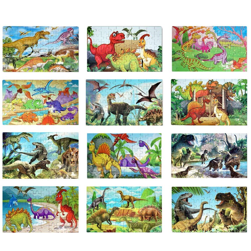 Children Kids Games Educational Toys Dinosaur Wooden Puzzles 60 Pieces For Kid 2 3 Years Toys Boys Girls развивающие игрушки