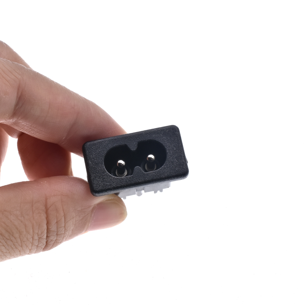 C8 Panel Mount Plug Adapter, 250V Ac 2.5A 2 Pins Iec Inlet Module Plug Power Connector Socket Rechte 10Pcs