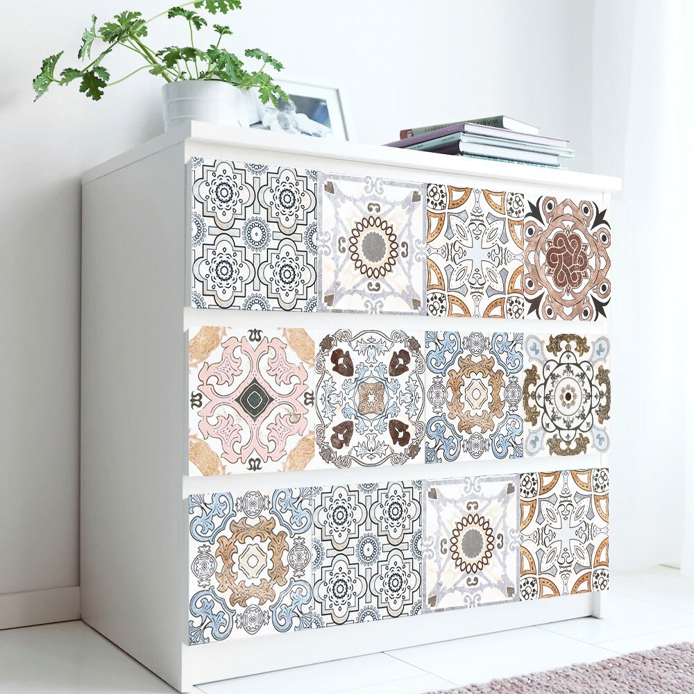 Dirty Old Style Mandala Distressed Floral Ornament Wall Sticker Kitchen Bathroom Ceramics Wall Decals Tiles Ground DIY Art Mural