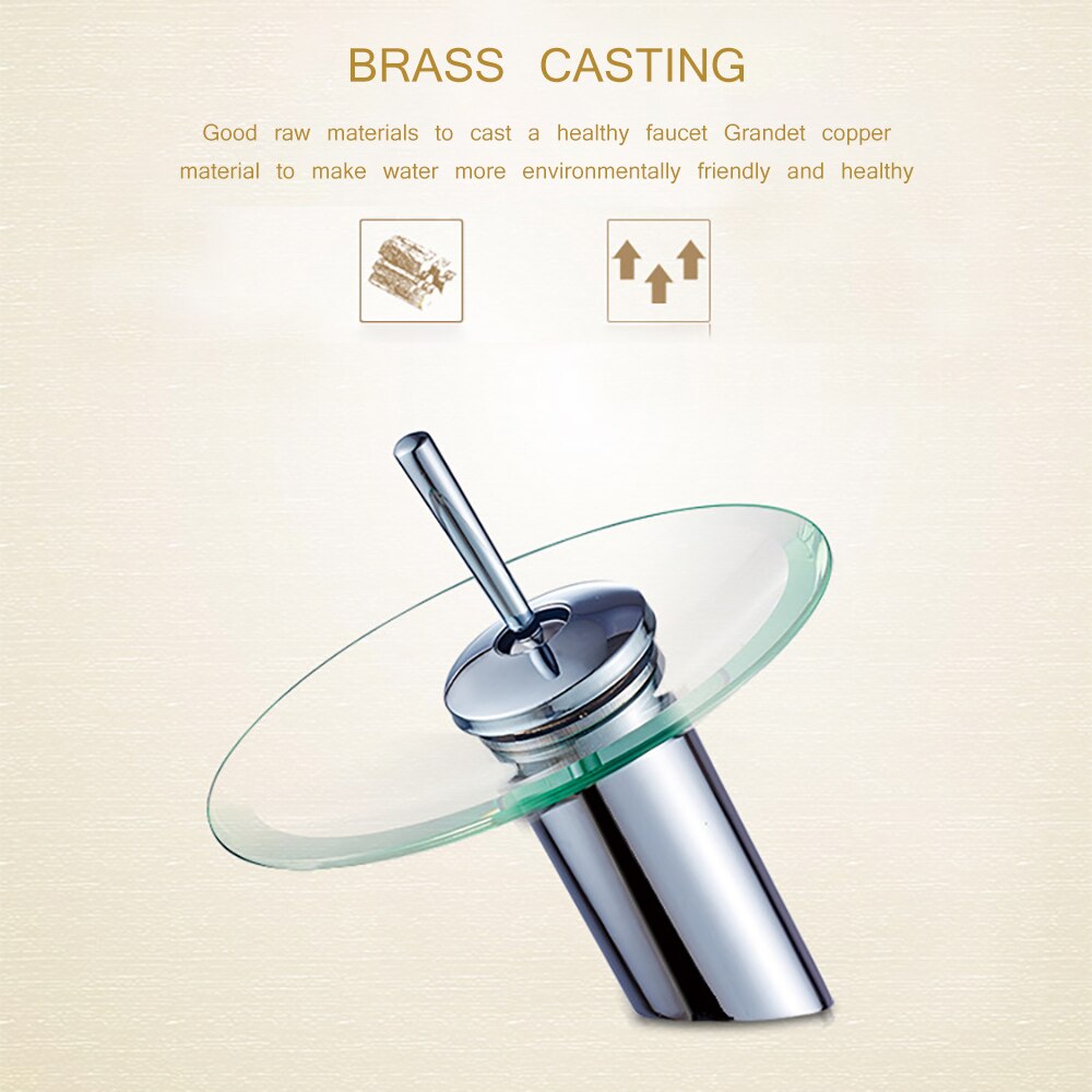 Excellent Solid Brass Bathroom Basin Mixer Tap Waterfall Faucet Sink Vessel Chrome Polished Finish Glass Edge Faucet Tap