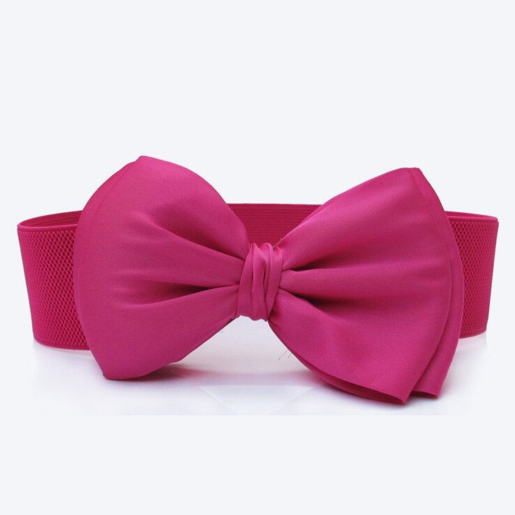 Kasure-cinturilla elástica con lazo grande para mujer, cinta elástica de Color sólido, cinturón de cintura con lazo, decoración de vestido, Cumerbunds: fushcia