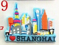 PVC de dibujos animados imanes de nevera de Shanghai Souvenir Shanghai paisaje arquitectónico Set de imanes para nevera Ideas de: 9