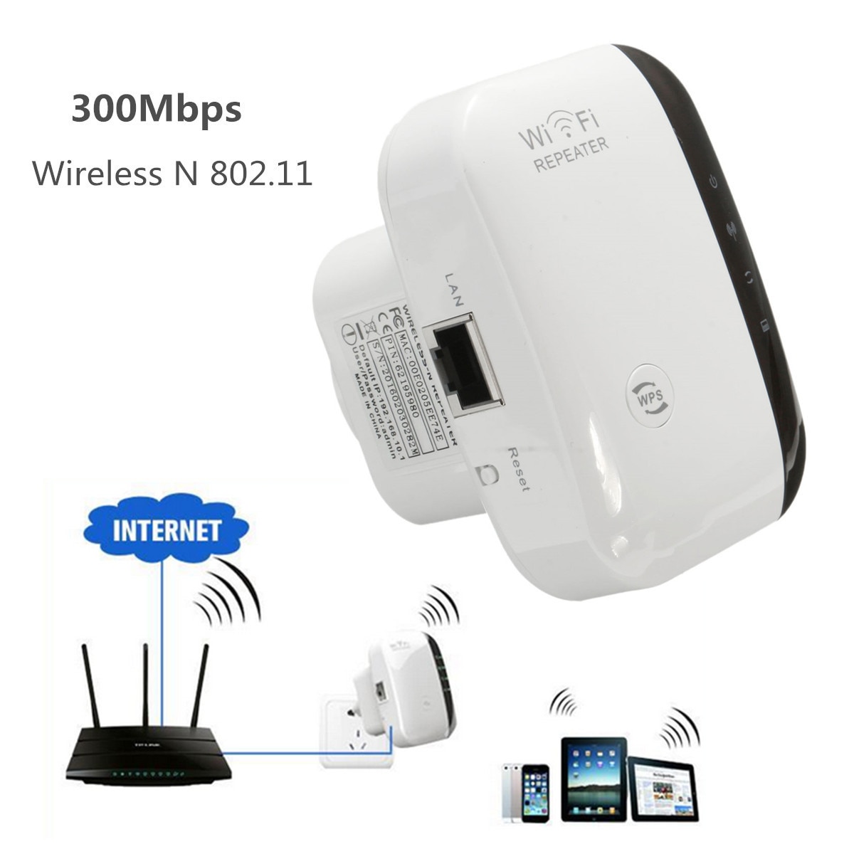 300Mbps Wi-Fi Repeater - Wireless-N 802.11g AP Router Extender - Signal Booster