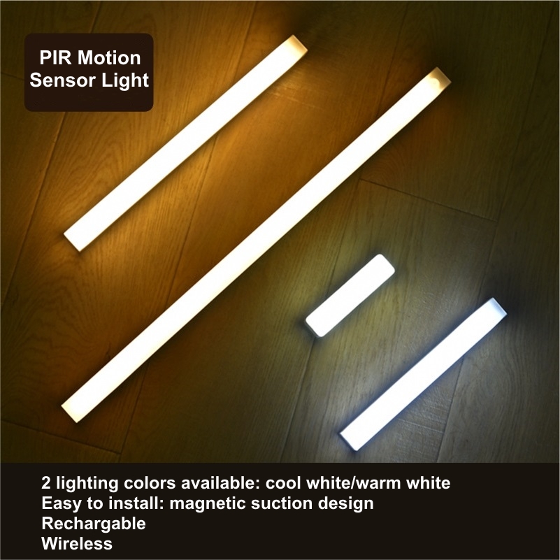 USB Oplaadbare PIR Bewegingssensor LED Barverlichting Dimbare Detector Nachtlampje Draagbare Inductie Kastlamp voor Keuken Kamer