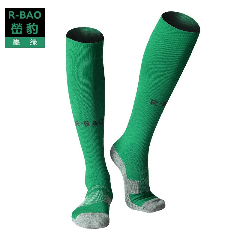 1 par 100%  mærke neon atletiske high tube sokker fodbold fodbold crus ben beskytter lange sokker 8 farver: Sortgrøn