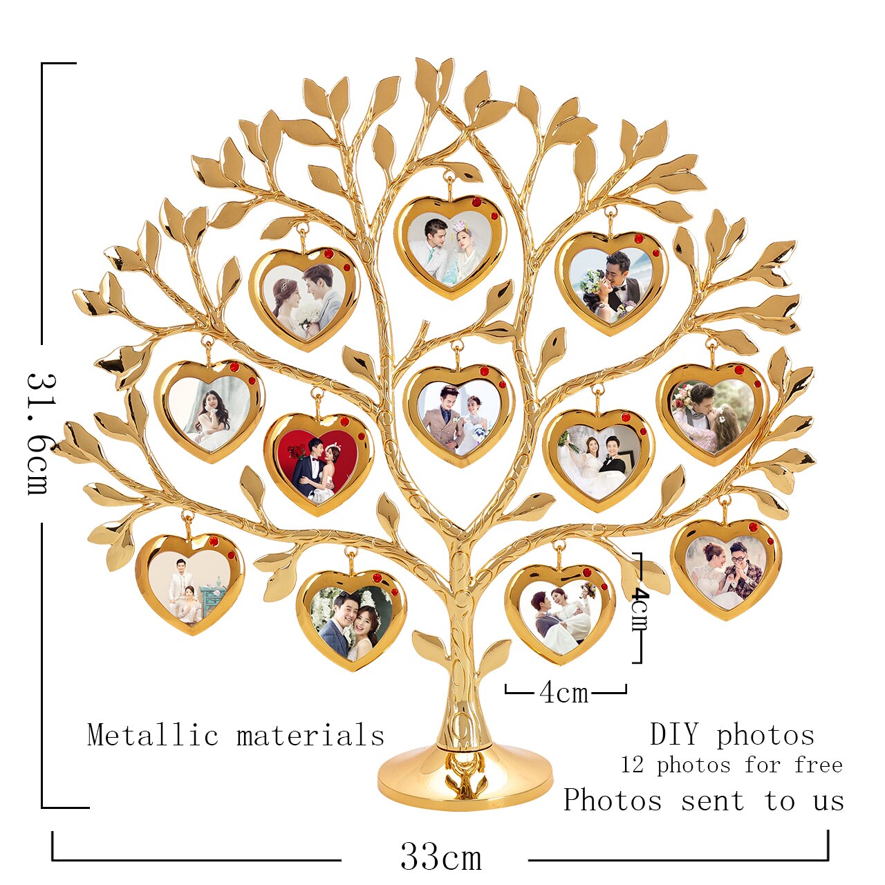 LASODY Rhinestone Family Tree Picture Frame Tree 12 Small Frames Father&#39;s Day Tabletop Home Decoration