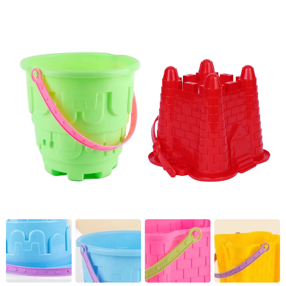 2pcs Sandcastle Buckets Beach Toys Sand Castle for Kids Plastic Beach Buckets: Default Title