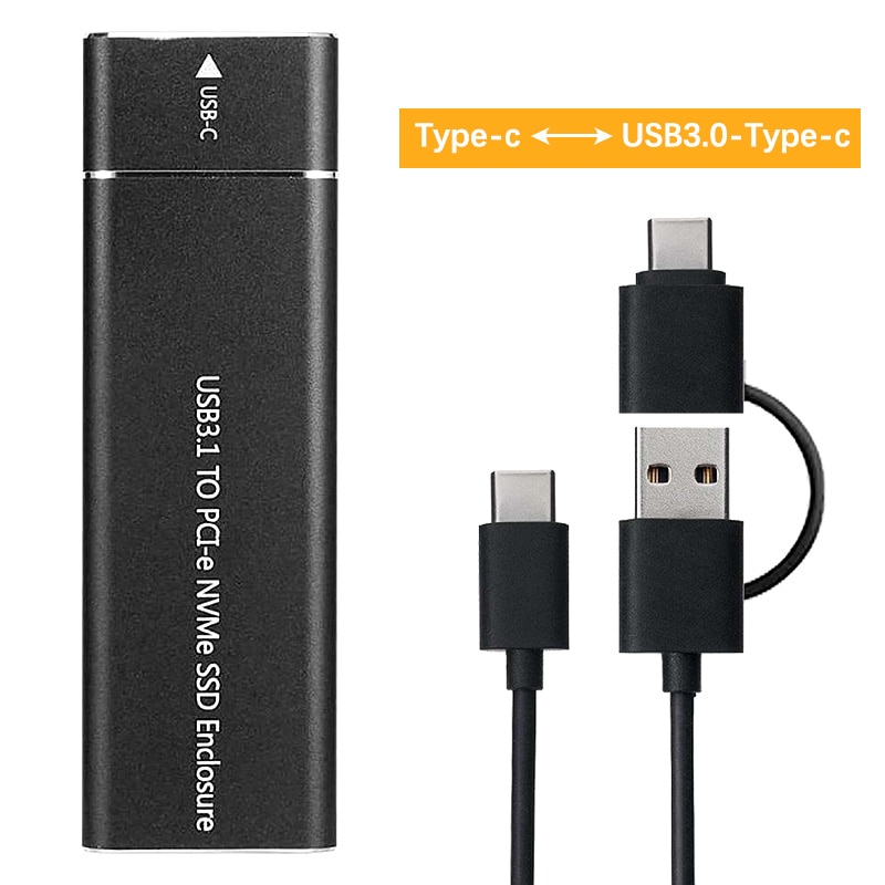 USB3.1 M.2 SSD Enclosure Mobile Case Supports NVME Protocol To Type-C Solid Metal External Hard Disk Case Laptop Phone SSD: Blue
