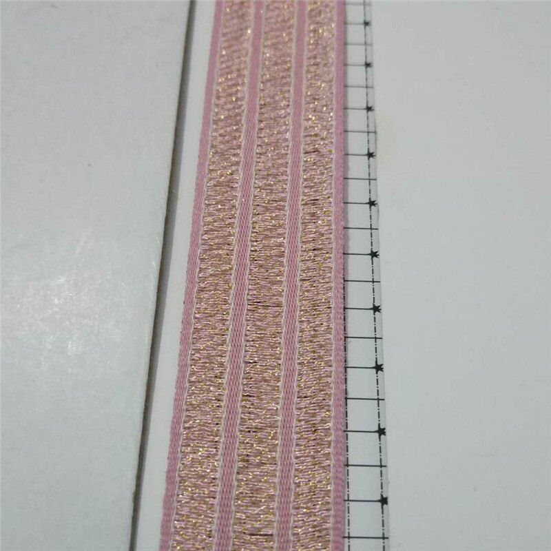 25mm Breed Geweven Singels Polyester lint kleurvast dunne lint Moslim Singels 1 yard Hollow Singels: Pink