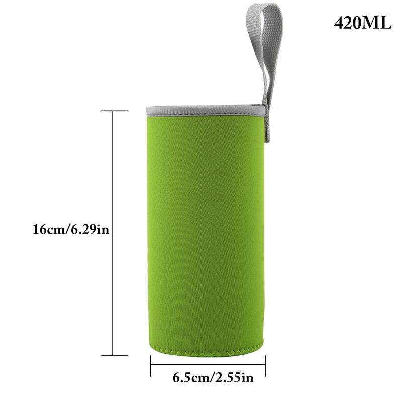 Urheilullinen vesipullon kansi neopreeni eriste hihalaukku laukku pussi kannettava tyhjiökuppisetti urheilu retkeilytarvike: Vihreä 420ml