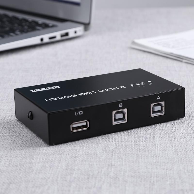 2 Ports Manual USB 2.0 Sharing Device Switch Box for 2 Computer to Share 1 Printer Scanner Internal External Network Switcher