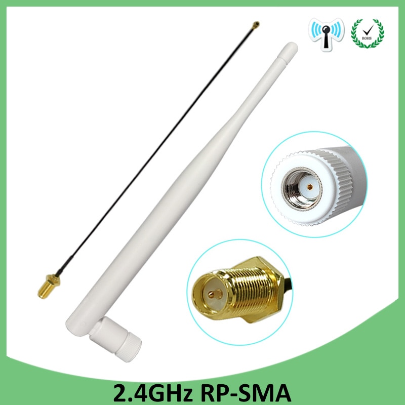 2.4 ghz wifi antena 5dbi antena RP-SMA conector macho 2.4 ghz antena wi-fi roteador + 21cm pci u. fl ipx para sma macho trança cabo