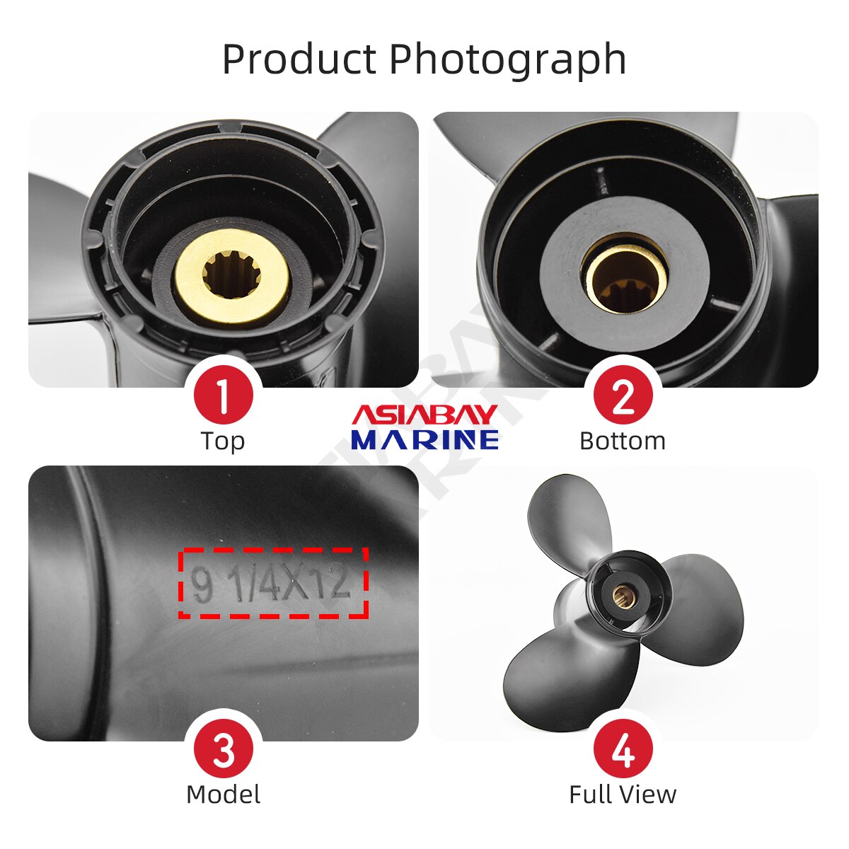 Elica fuoribordo per Suzuki 8 9.9 15 20 hp 9 1/4*12 motore vite in lega di alluminio 3 zoppo 10 denti scanalati parti del motore marino