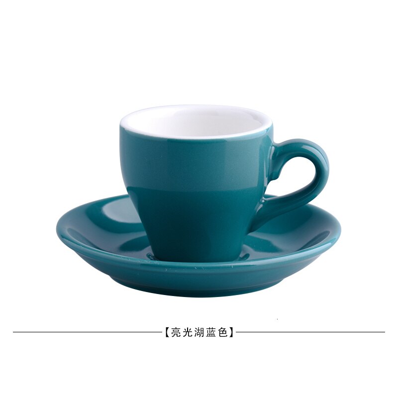 Ensemble de tasses et soucoupes à café en céramique colorée 80cc, classique, tulipe épaissie, Expresso, verre, bon marché, avec plateau: Lake Blue