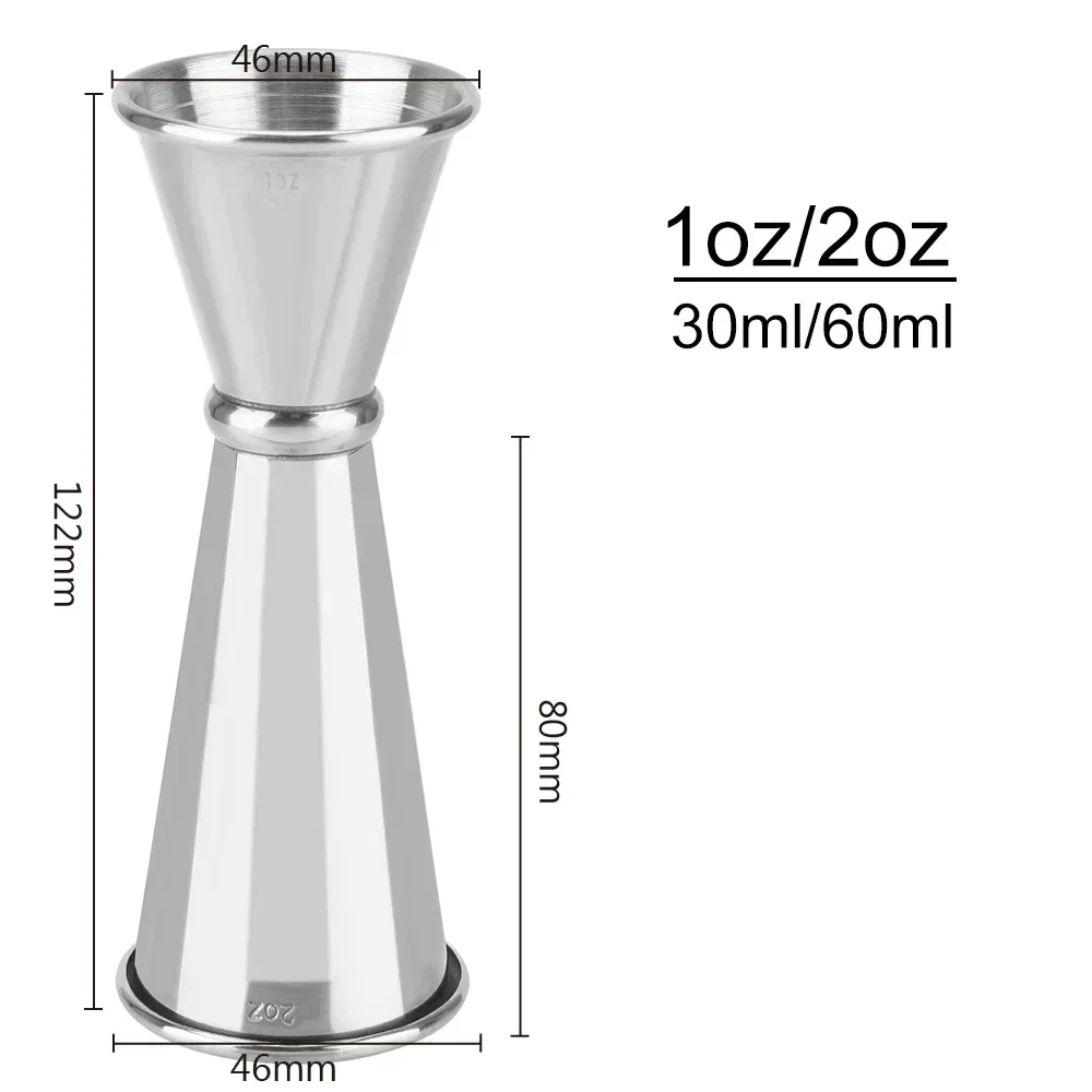 2PCS 30/60ml Cocktail Wine Shaker Measure Cup Stainless Steel Double Shot Drink Spirit Measure Jigger Kitchen Supplies gadget