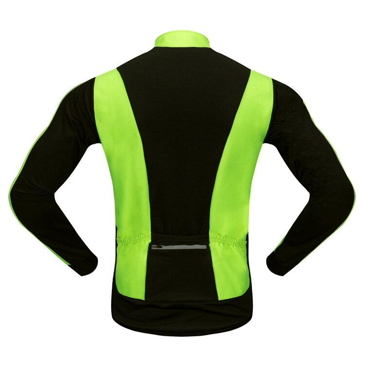 Chaqueta de ciclismo verde fluorescente para hombre, ropa para bicicleta a prueba de viento, velo, jacke, ropa reflectante, abrigo térmico de lana para invierno