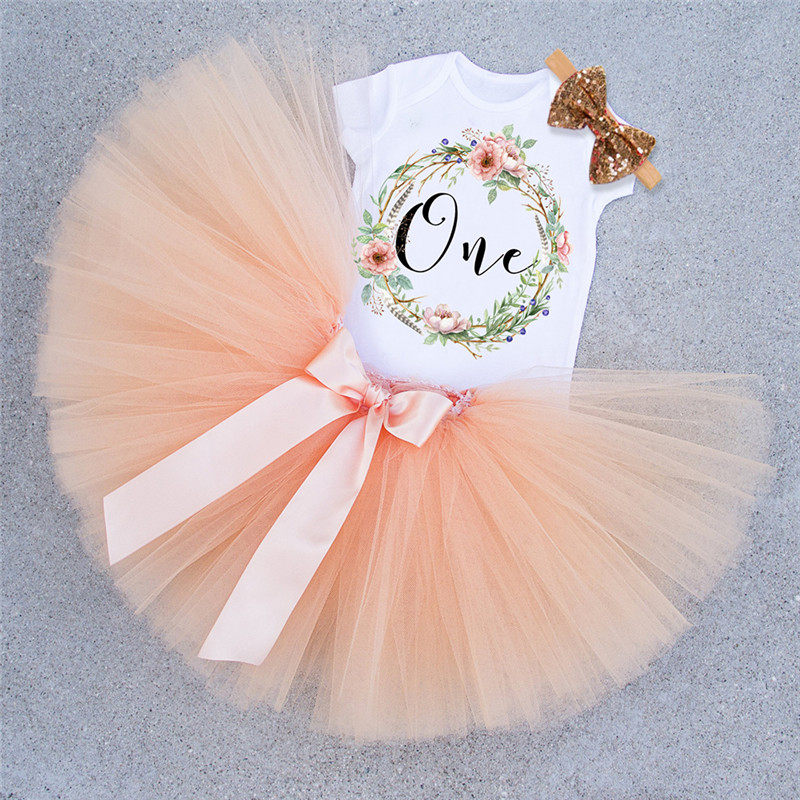 3pcs Baby Girl 1 Year Birthday Party Dress For Toddler Christening Tutu Cake Girls Dress Newborn 1st Baptism Vestido Outfits