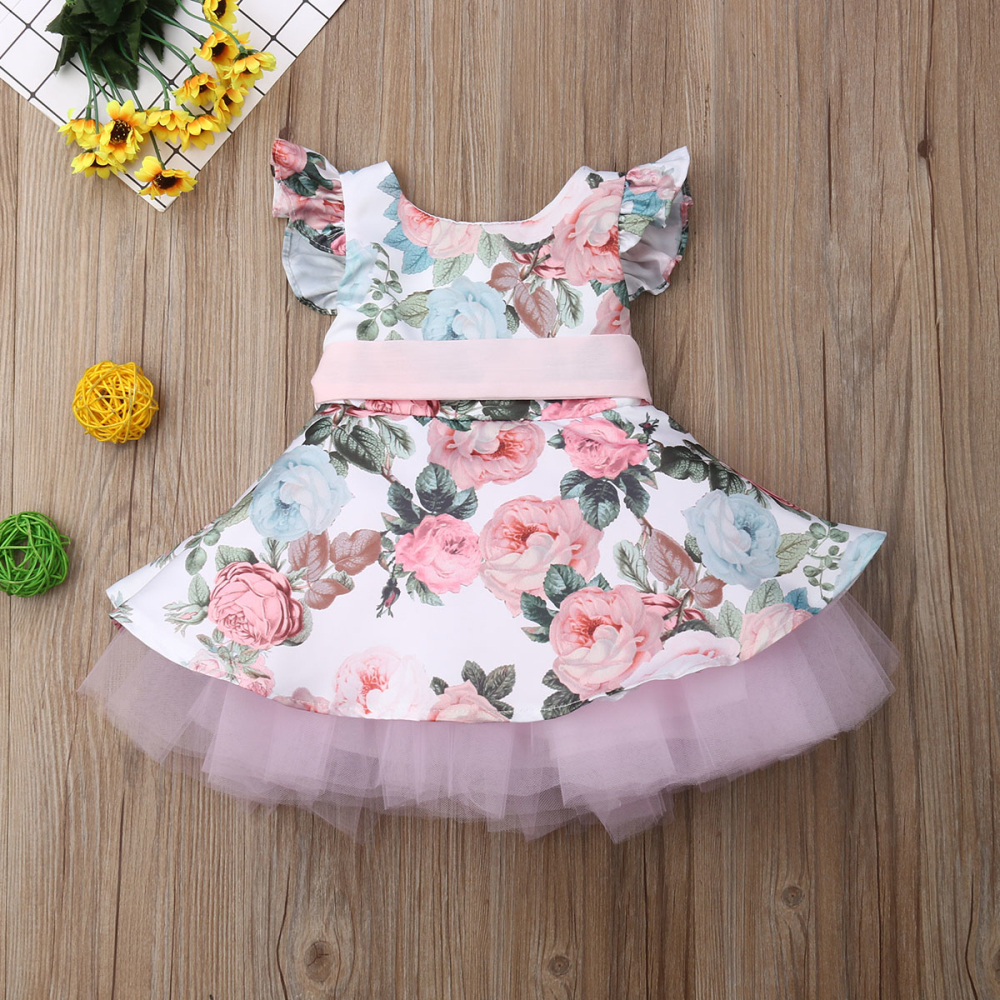 Peuter Baby Meisjes Prinses Jurk Bloem Kant Tutu Party Bruiloft Verjaardag Pageant Jurk Mouwloze Zomer Baby Meisje Kleding