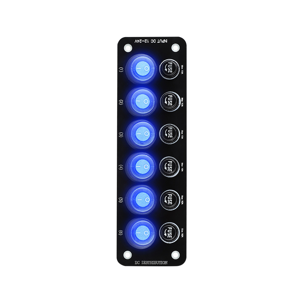Painel de Controle Switch para Carro, Motorhomes, RV, Barco, Camping, Mult Port, On, Off Button, Toggle Switch, 6 Portas, 12V