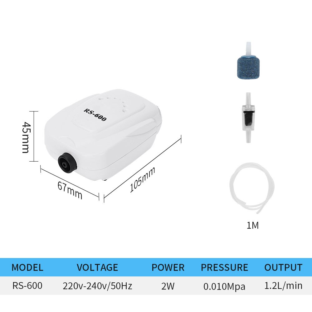 Ultra Silent Aquarium Air Pump Fish Tank Increasing Compressor Single Double High Energy Outlet Oxygen Pump Aquatic Accessories: RS-600 A SET / AU Plug