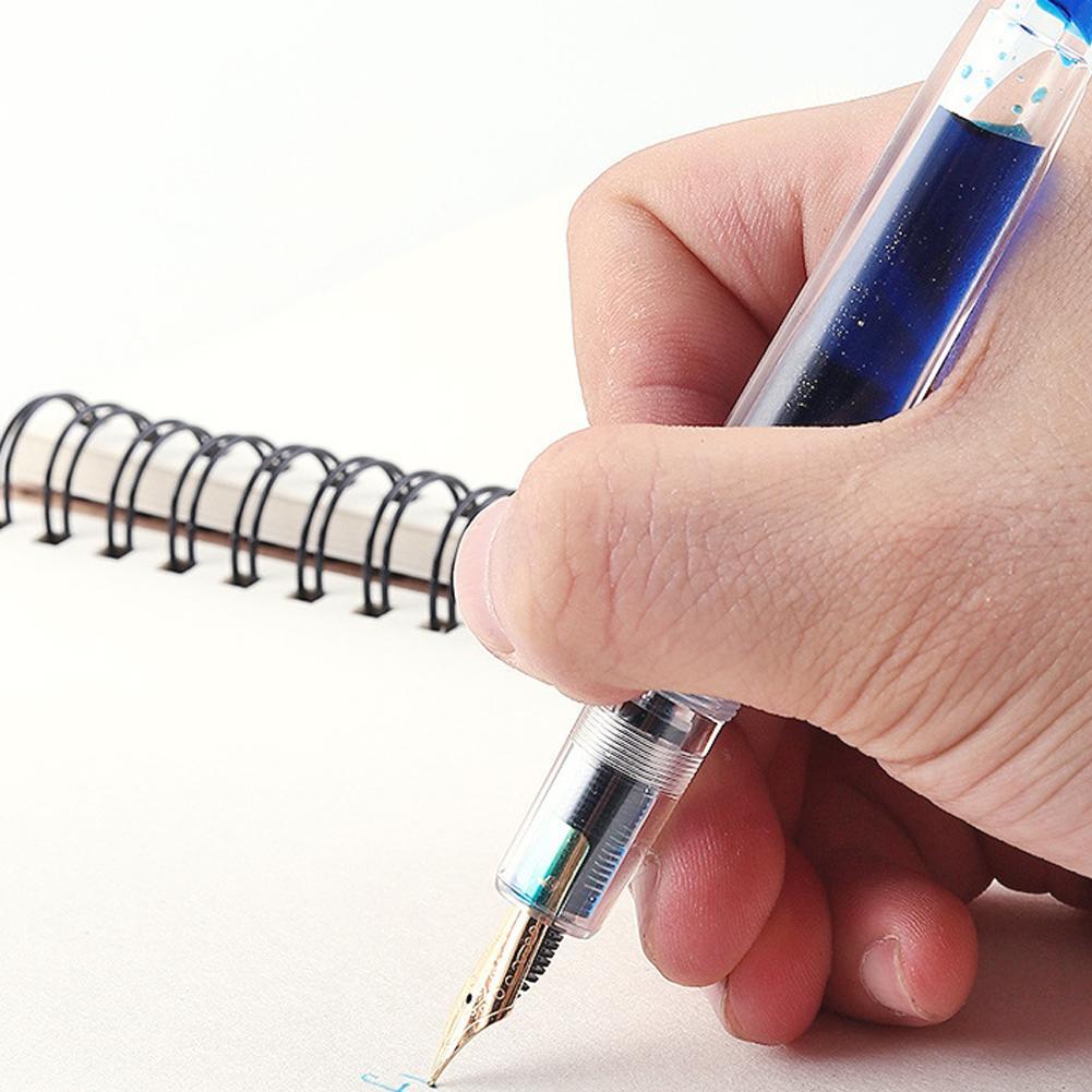 Hög kapacitet reservoarpenna transparent klar pipett skola nib fontänpenna penna kontorsmaterial 0.5mm pe  u8 m 4