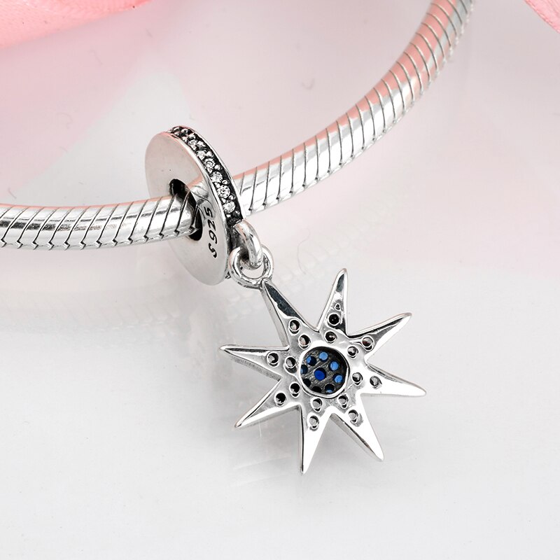 925 sterlina d'argento Pendenti E Ciondoli blu otto A stella Pendenti con Gemme E Perle accessori di moda i braccialetti delle donne alla moda 2018