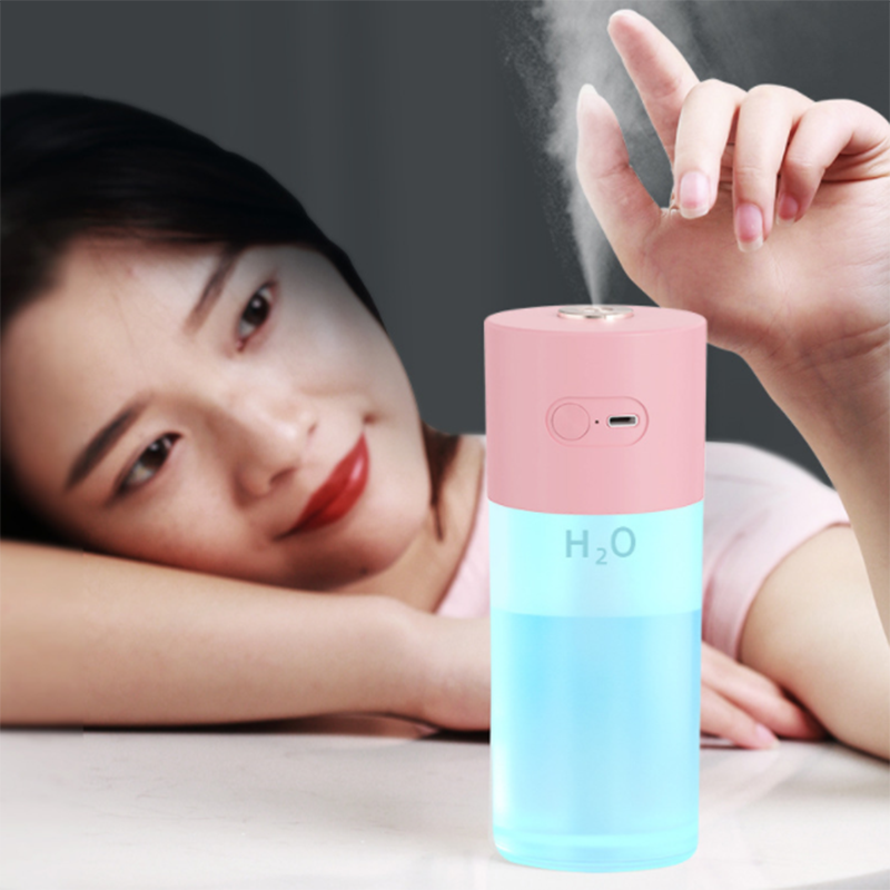 Til kontor bil soveværelse 1pc æterisk olie diffuser bærbar mute luftbefugter med farverigt åndelys: Lyserød