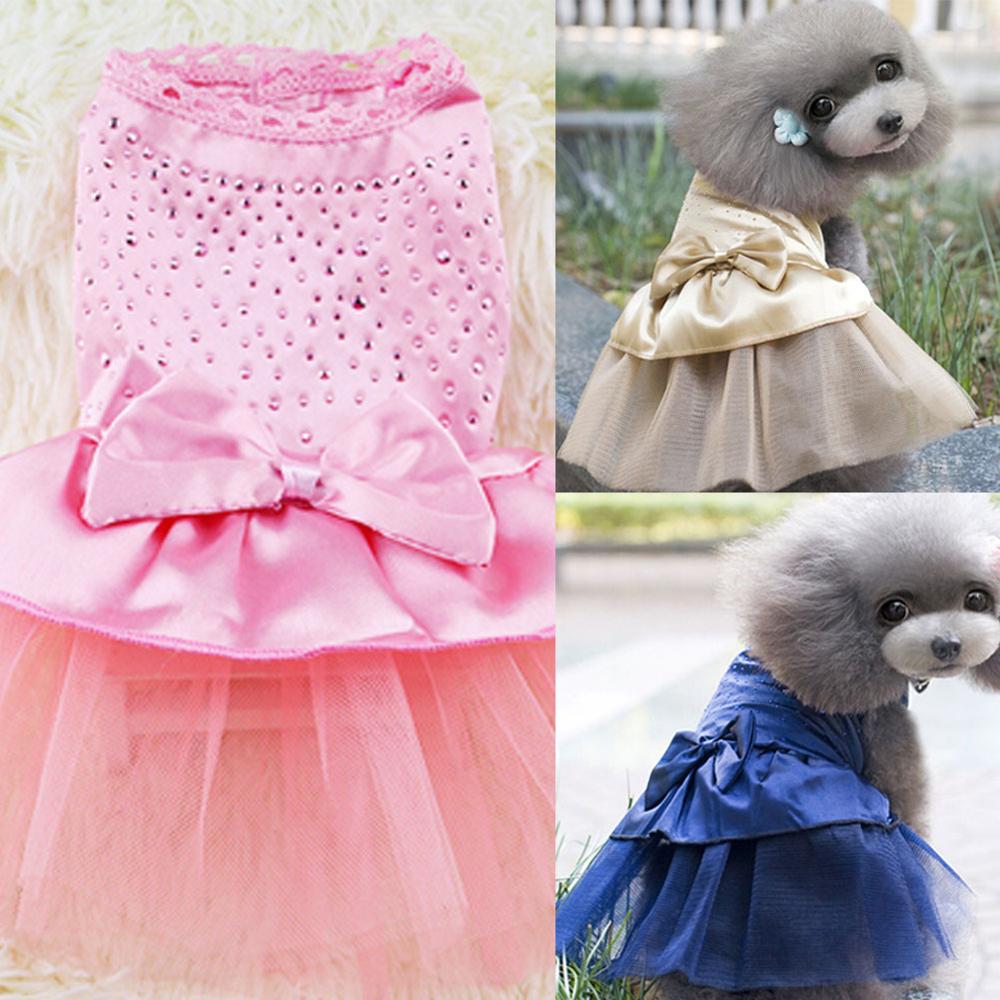 Robe princesse pour animaux de compagnie, tenue à strass, 3 couleurs pour chiens et chiots, vêtements pour fêtes et mariages