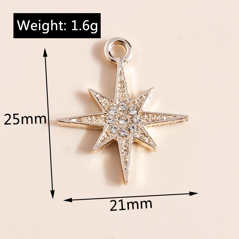 Dijes de estrella de cristal brillante para pendientes, accesorios para hacer pulseras, colgantes, collares, llaveros, fabricación de joyas Diy, 10 piezas, 27X20mm