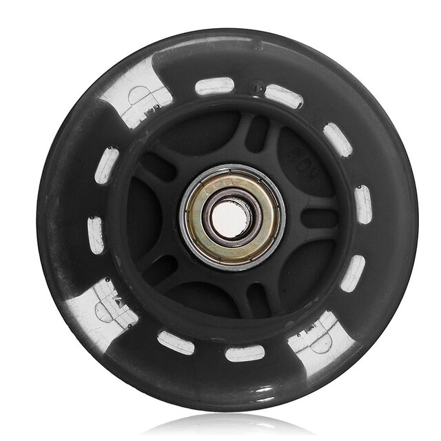Rueda silenciosa de Flash para patinete, rueda de juguete para Micro Scooter, luz intermitente, Chico, Rosa/azul/negro/verde, accesorios para monopatín, 1 unidad: Black