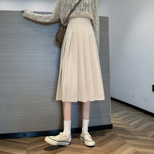 Zwarte Plooirok Halve Lengte Rok Vrouwelijke Herfs... – Grandado